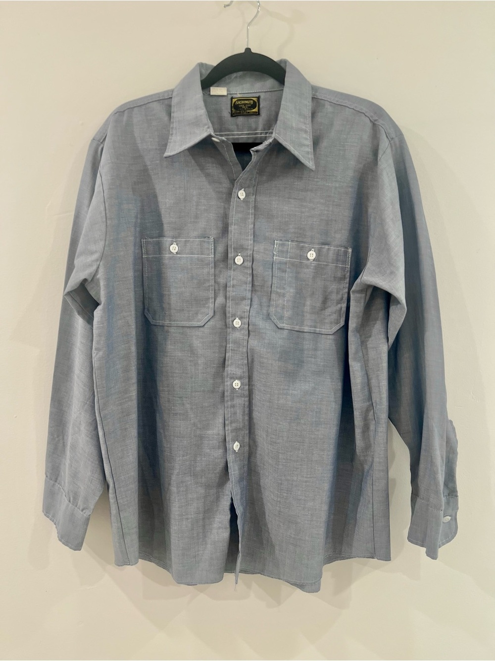 Vintage Washington Dee Cee Chambray Work Shirt Men’s Size L 100% Cotton USA